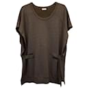 Dries Van Noten Open-Side Drop-Shoulder Tunic in Brown Poly Cotton