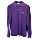 Burberry Long Sleeve Polo Shirt in Purple Cotton