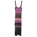 Vestido Midi Sandro Sonya Chevron Stretch Knit em Viscose Multicolor
