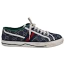 Gucci Tennis 1977 Baskets monogrammées à finitions en sangles en denim bleu