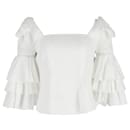 Sea Ruffled Sleeves Top in White Cotton - Roseanna