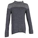 Giorgio Armani Roll-Neck Color Block Sweater in Navy Blue Cotton Wool