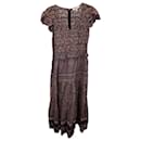 Sea New York Ruched V-Neck Midi Dress in Brown Silk