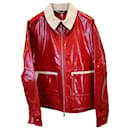 Valentino Garavani Zip-Front Coated Jacket in Red Cotton