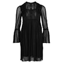 Maje Rezane Swiss Dot-Kleid aus schwarzem Polyester