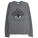 Kenzo Embroidered Eye Sweater in Grey Wool