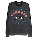 Kenzo Embroidered Eye Sweater in Dark Grey Wool