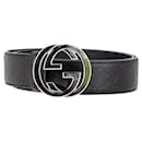 Gucci Interlocking GG Guccissima Belt in Black Leather