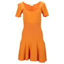 Sandro Paris Rib Knit Dress in Orange Viscose