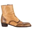 Miu Miu Brogue Ankle Boots in Brown Leather