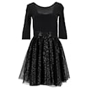 Maje Sequin Skirt Dress in Black Polyamide