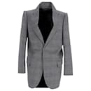 Balenciaga Suspended Shoulder Glen Plaid Jacket in Grey Wool