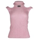 Versace Jeans Couture Top senza maniche in maglia scintillante in viscosa rosa