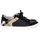 Burberry House Check Sneakers in Black Leather
