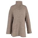 Suéter longo Nanushka com gola alta e zíper em lã marrom