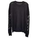 Off-White Diag Outline Knit Crewneck Sweater in Black Cotton - Off White