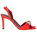 Giuseppe Zanotti Crystal-Embellished Open-Toe Sandals in Red Satin
