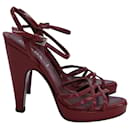 Prada Strappy Sandals in Red Patent Leather 