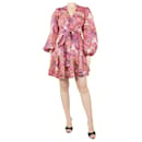 Mini-robe portefeuille en lin imprimé rose - taille UK 10 - Zimmermann