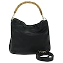 GUCCI Bamboo Shoulder Bag Leather 2way Black 001 1577 auth 67045 - Gucci