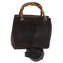 GUCCI Bamboo Hand Bag Leather 2way Black 000 2122 Auth ep3545 - Gucci