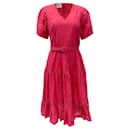 Akris Punto – Hot Pinkes Lochstickerei-Kleid mit Gürtel - Autre Marque