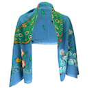 Hermès Azul / Bufanda de algodón XL con estampado de pavo real multicolor verde - Autre Marque