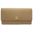 Brown Gucci GG Marmont Continental Leather Long Wallet