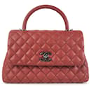 Bolso satchel rojo Chanel mediano Caviar Coco con asa superior