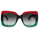 Óculos de sol pretos Gucci quadrados coloridos