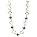 David Yurman Quatrefoil Onyx Diamond Necklace in 18k yellow gold 1.75 ct