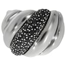David Yurman Hampton Cable Ring com diamantes negros em prata de lei 0.84 ctw