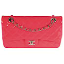 Chanel Candy Pink Quilted Patent Leather Medium Classic Double Flap Bag