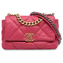 Chanel Piel de cordero mediana rosa 19 bolso con solapa