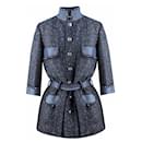 CC Buttons Belted Tweed Jacket - Chanel