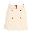 Burberry Belted Wrap Mini Skirt in Beige Cotton