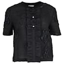 Fendi Embroidered Flower Blouse in Black Wool
