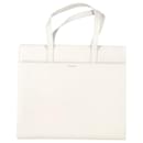 Saint Laurent Flat Shopping Tote Bag in White Leather