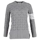 Thom Browne Cable Knit Sweater in Grey Cotton