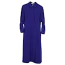 Victoria Beckham Wrap Front Long Sleeve Cady Shirtdress In Purple Viscose