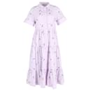 Erdem Helena Tiered Embroidered Maxi Dress in Pastel Purple Cotton