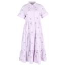 Robe longue brodée à plusieurs niveaux Erdem Helena en coton violet pastel