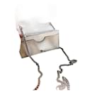 Gucci GG Marmont Mini-Kettentasche aus metallisch-silbernem Leder