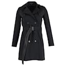 Theory Double-Breasted Trench Coat with Belt in Black Cotton