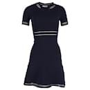 Sandro Riley Textured A-Line Dress in Navy Blue Viscose