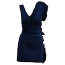 MSGM Asymmetrical Ruffle Dress in Navy Blue Polyester - Msgm