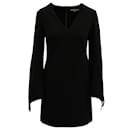 Tibi – Langärmliges Kleid mit V-Ausschnitt aus schwarzem Polyester