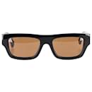 Gucci GG1301S Sonnenbrille mit rechteckigem Rahmen aus schwarzem Acetat