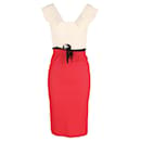Roland Mouret Two-Toned Midi Dress in Red Wool