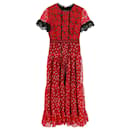 Saloni Andie Floral Lace-Trimmed Midi Dress in Red Polyester - Autre Marque